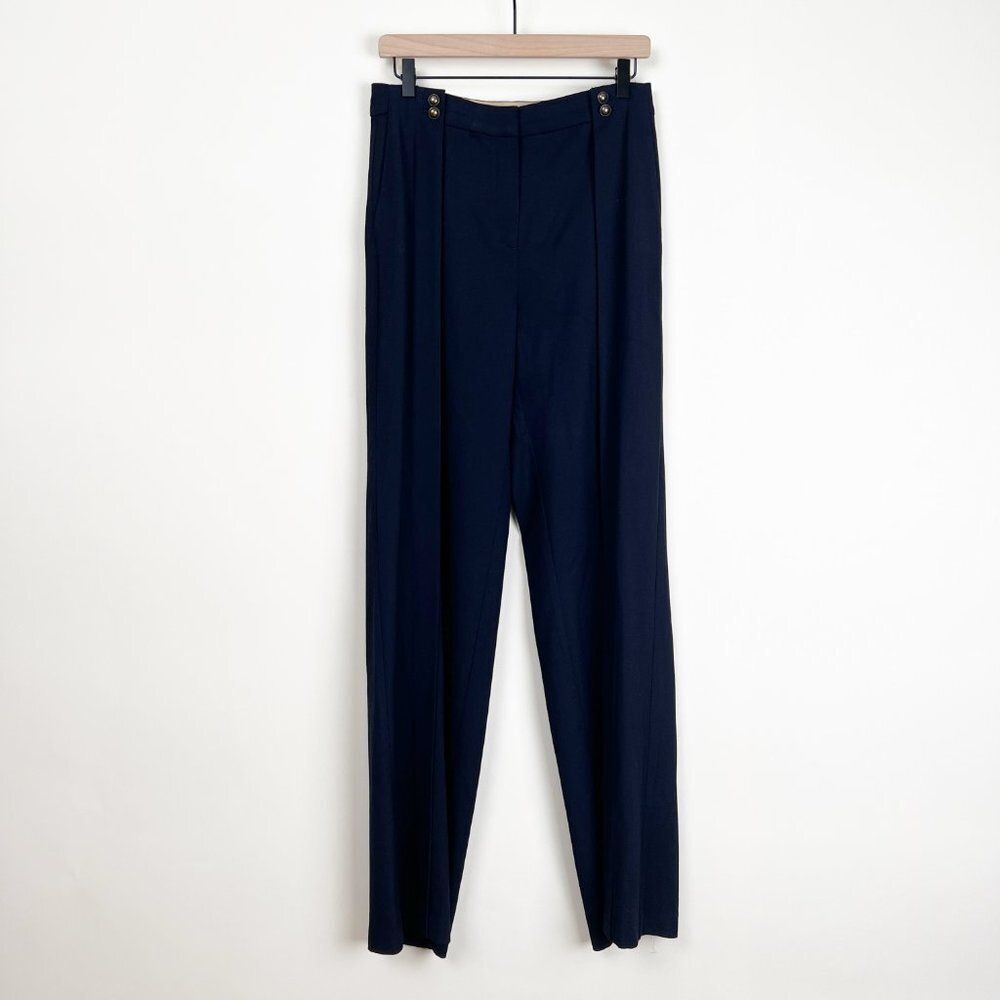 Massimo Dutti High-Rise Pleated Straight Wide/Leg Trouser Pants Full Length